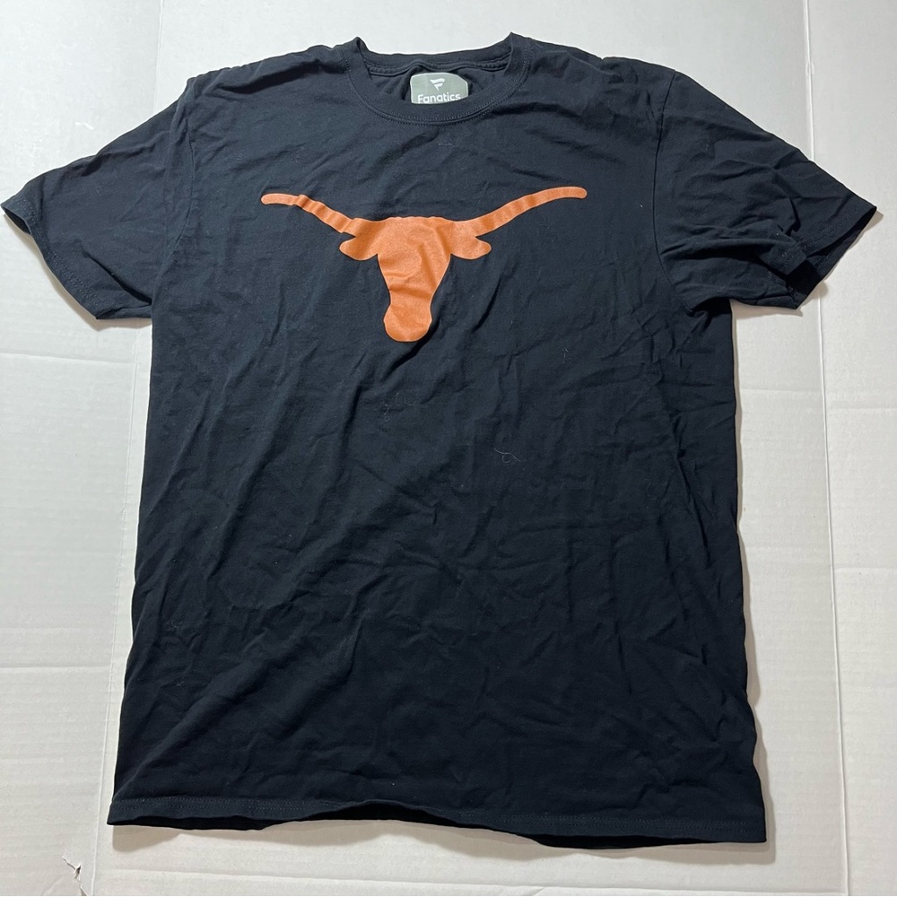 UT Texas Longhorns BLACK T-Shirt L Cotton Tagless 1-Side Clean Simple